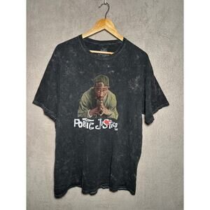 Poetic Justice Womens 100% Cotton Tupac T-Shirt Acid Wash Charcoal Gray Size‎ XL